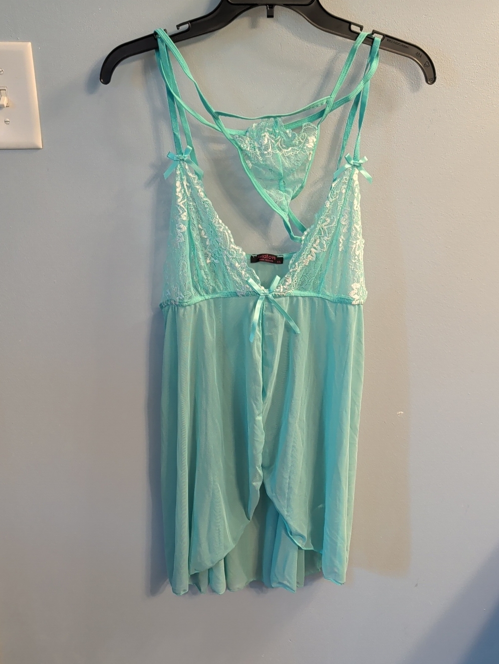🍉Sheer Lace Chemise Nightgown - Mint Green